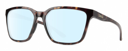 Profile View of Smith Optics Shoutout Designer Blue Light Blocking Eyeglasses in Tortoise Havana Brown Gold Unisex Retro Full Rim Acetate 57 mm