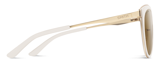 Side View of Smith Somerset Cateye Sunglasses in White Gold/Photochromic Polarized Brown 53mm