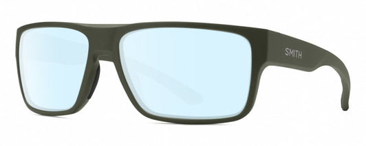 Profile View of Smith Optics Soundtrack Designer Blue Light Blocking Eyeglasses in Matte Moss Green Unisex Rectangle Full Rim Acetate 61 mm