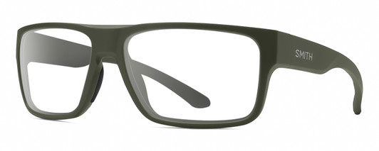 Profile View of Smith Optics Soundtrack Designer Progressive Lens Blue Light Blocking Eyeglasses in Matte Moss Green Unisex Rectangle Full Rim Acetate 61 mm