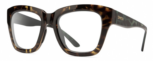 Profile View of Smith Optics Sway Designer Reading Eye Glasses in Alpine Tortoise Havana Matte Brown Gold Ladies Cateye Full Rim Acetate 52 mm