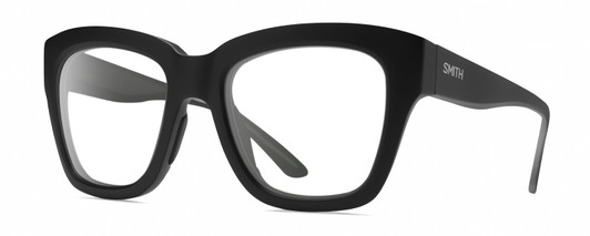 Profile View of Smith Optics Sway Designer Reading Eye Glasses in Matte Black Ladies Cateye Full Rim Acetate 52 mm
