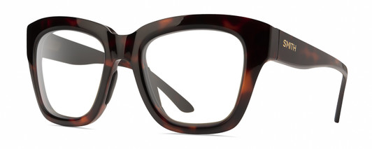 Profile View of Smith Optics Sway Designer Reading Eye Glasses in Tortoise Havana Brown Gold Ladies Cateye Full Rim Acetate 52 mm
