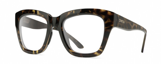 Profile View of Smith Optics Sway Designer Reading Eye Glasses in Vintage Tortoise Havana Brown Gold Ladies Cateye Full Rim Acetate 52 mm