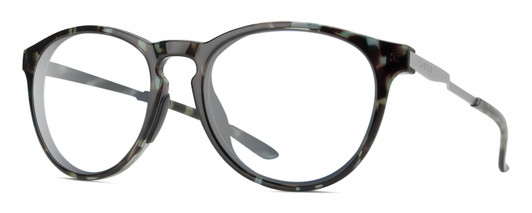 Profile View of Smith Optics Wander Designer Reading Eye Glasses in Sky Tortoise Havana Blue Black Marble Unisex Round Full Rim Acetate 55 mm