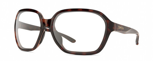 Profile View of Smith Optics Whitney Designer Reading Eye Glasses in Tortoise Havana Brown Gold Ladies Oversized Full Rim Acetate 61 mm
