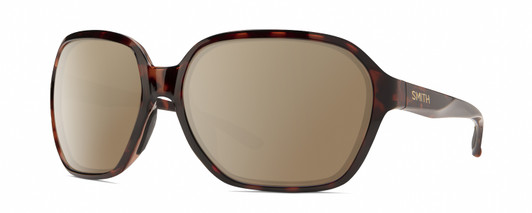 Profile View of Smith Optics Whitney Designer Polarized Sunglasses with Custom Cut Amber Brown Lenses in Tortoise Havana Brown Gold Ladies Oversized Full Rim Acetate 61 mm