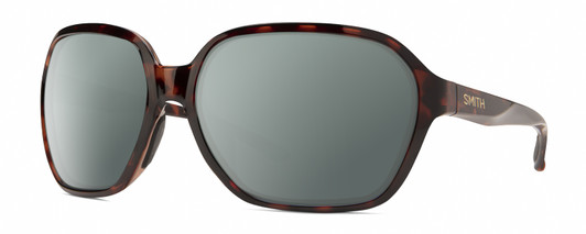 Profile View of Smith Optics Whitney Designer Polarized Sunglasses with Custom Cut Smoke Grey Lenses in Tortoise Havana Brown Gold Ladies Oversized Full Rim Acetate 61 mm
