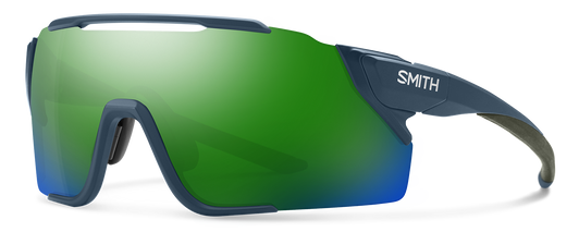 Profile View of Smith Attack MAG MTB Unisex Sunglasses Blue Grey/PC ChromaPop Green Mirror 172mm