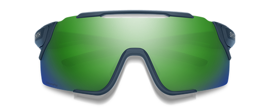 Front View of Smith Attack MAG MTB Unisex Sunglasses Blue Grey/PC ChromaPop Green Mirror 172mm