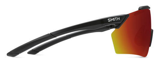 Side View of Smith Ruckus Pivlock Unisex Sunglasses in Black/Photochromic CP Red Mirror 99 mm