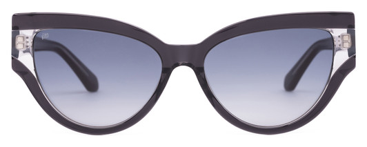 Front View of SITO SHADES ALLNIGHTER Cat Eye Sunglasses Black Crystal/Gray Blue Gradient 56 mm