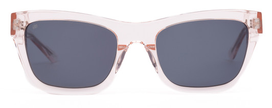 Front View of SITO SHADES BREAK OF DAWN Unisex Sunglass in Dew Clear Pink Crystal/Mirror 54 mm
