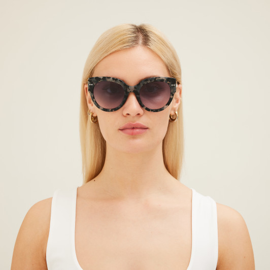 SITO SHADES GOOD LIFE Womens Round Sunglasses Black Grey Tortoise/Gray Blue 54mm