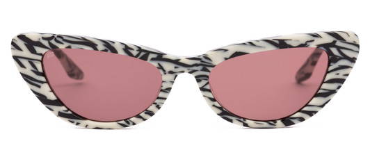 Front View of SITO SHADES LUNETTE Cat Eye Sunglasses in Black White Zebra Print/Rosewood 52 mm