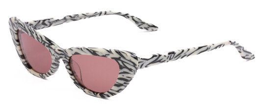 Profile View of SITO SHADES LUNETTE Cat Eye Sunglasses in Black White Zebra Print/Rosewood 52 mm