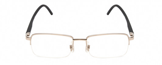 Front View of Calabria 784 Mens Rectangle Semi-Rimless Designer Reading Glasses in Silver 50mm