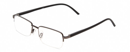 Profile View of Calabria 784 Men Rectangular Semi-Rimless Reading Glasses in Matte Gunmetal 50mm