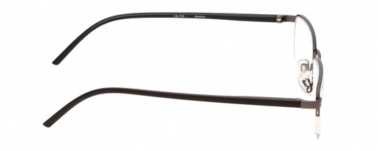 Side View of Calabria 784 Men Rectangular Semi-Rimless Reading Glasses in Matte Gunmetal 50mm