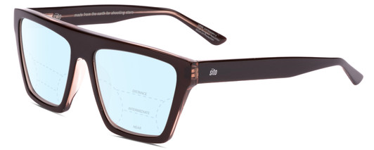 Profile View of SITO SHADES BENDER Designer Progressive Lens Blue Light Blocking Eyeglasses in Black Crystal Ladies Rectangular Full Rim Acetate 57 mm