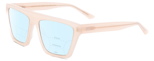 Profile View of SITO SHADES BENDER Designer Progressive Lens Blue Light Blocking Eyeglasses in Vanilla Pink Crystal Ladies Rectangular Full Rim Acetate 57 mm