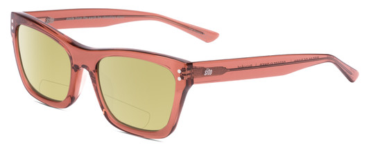 Profile View of SITO SHADES BREAK OF DAWN Designer Polarized Reading Sunglasses with Custom Cut Powered Sun Flower Yellow Lenses in Desert Flower Pink Crystal Unisex Square Full Rim Acetate 54 mm