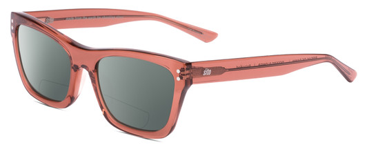 Profile View of SITO SHADES BREAK OF DAWN Designer Polarized Reading Sunglasses with Custom Cut Powered Smoke Grey Lenses in Desert Flower Pink Crystal Unisex Square Full Rim Acetate 54 mm