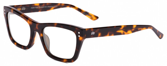 Profile View of SITO SHADES BREAK OF DAWN Designer Blue Light Blocking Eyeglasses in Honey Tortoise Havana Unisex Square Full Rim Acetate 54 mm