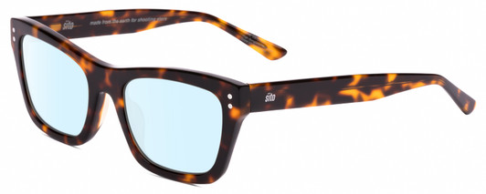 Profile View of SITO SHADES BREAK OF DAWN Designer Blue Light Blocking Eyeglasses in Honey Tortoise Havana Unisex Square Full Rim Acetate 54 mm