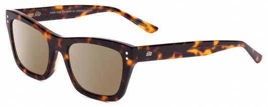 Profile View of SITO SHADES BREAK OF DAWN Designer Polarized Sunglasses with Custom Cut Amber Brown Lenses in Honey Tortoise Havana Unisex Square Full Rim Acetate 54 mm