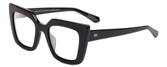 Profile View of SITO SHADES CULT VISION Designer Blue Light Blocking Eyeglasses in Black Ladies Cat Eye Full Rim Acetate 51 mm