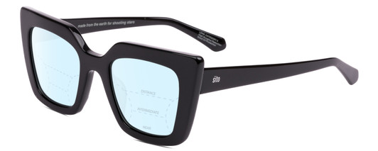Profile View of SITO SHADES CULT VISION Designer Progressive Lens Blue Light Blocking Eyeglasses in Black Ladies Cat Eye Full Rim Acetate 51 mm