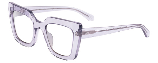 Profile View of SITO SHADES CULT VISION Designer Reading Eye Glasses in Cosmic Purple Crystal Ladies Cat Eye Full Rim Acetate 51 mm