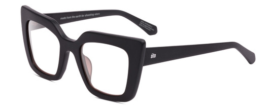 Profile View of SITO SHADES CULT VISION Designer Blue Light Blocking Eyeglasses in Matte Black Ladies Cat Eye Full Rim Acetate 51 mm
