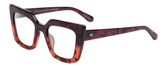 Profile View of SITO SHADES CULT VISION Designer Progressive Lens Prescription Rx Eyeglasses in Rosewood Purple Tortoise Ladies Cat Eye Full Rim Acetate 51 mm