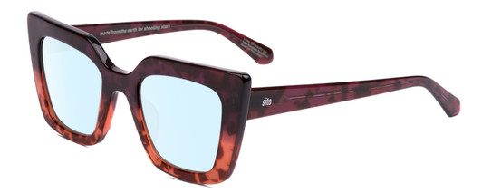 Profile View of SITO SHADES CULT VISION Designer Blue Light Blocking Eyeglasses in Rosewood Purple Tortoise Ladies Cat Eye Full Rim Acetate 51 mm
