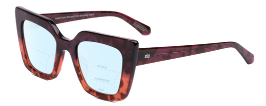Profile View of SITO SHADES CULT VISION Designer Progressive Lens Blue Light Blocking Eyeglasses in Rosewood Purple Tortoise Ladies Cat Eye Full Rim Acetate 51 mm