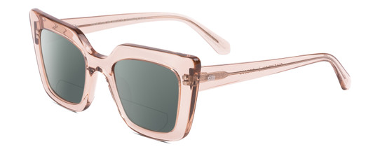 Profile View of SITO SHADES CULT VISION Designer Polarized Reading Sunglasses with Custom Cut Powered Smoke Grey Lenses in Sirocco Pink Crystal Ladies Cat Eye Full Rim Acetate 51 mm