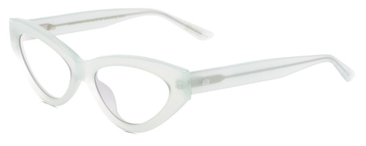 Profile View of SITO SHADES DIRTY EPIC Designer Blue Light Blocking Eyeglasses in Mercury White Grey Crystal Ladies Cat Eye Full Rim Acetate 55 mm
