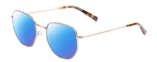 Profile View of SITO SHADES ETERNAL Designer Polarized Sunglasses with Custom Cut Blue Mirror Lenses in Gold Tortoise Tips Unisex Square Full Rim Metal 52 mm