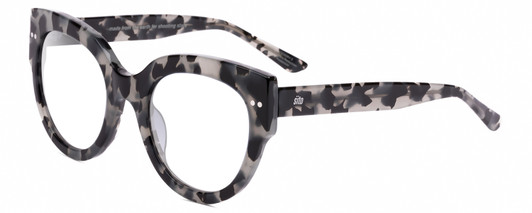 Profile View of SITO SHADES GOOD LIFE Designer Progressive Lens Blue Light Blocking Eyeglasses in Black Grey Tortoise Ladies Round Full Rim Acetate 54 mm