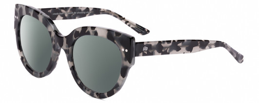 Profile View of SITO SHADES GOOD LIFE Designer Polarized Sunglasses with Custom Cut Smoke Grey Lenses in Black Grey Tortoise Ladies Round Full Rim Acetate 54 mm