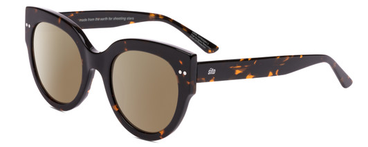 Profile View of SITO SHADES GOOD LIFE Designer Polarized Sunglasses with Custom Cut Amber Brown Lenses in Demi-Tortoise Havana Ladies Round Full Rim Acetate 54 mm