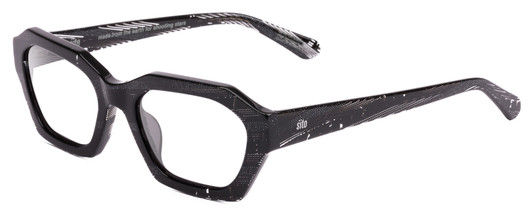 Profile View of SITO SHADES KINETIC Designer Blue Light Blocking Eyeglasses in Matrix Black White Unisex Square Full Rim Acetate 54 mm