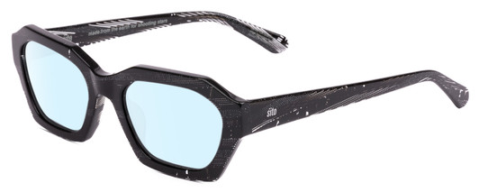 Profile View of SITO SHADES KINETIC Designer Blue Light Blocking Eyeglasses in Matrix Black White Unisex Square Full Rim Acetate 54 mm