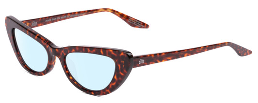 Profile View of SITO SHADES LUNETTE Designer Blue Light Blocking Eyeglasses in Amber Cheetah Ladies Cat Eye Full Rim Acetate 52 mm