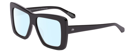 Profile View of SITO SHADES PAPILLION Designer Blue Light Blocking Eyeglasses in Black Ladies Square Full Rim Acetate 56 mm