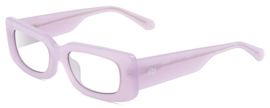 Profile View of SITO SHADES REACHING DAWN Designer Reading Eye Glasses in Wild Orchid Purple Crystal Ladies Square Full Rim Acetate 51 mm