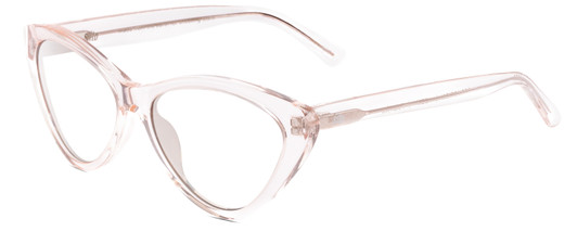 Profile View of SITO SHADES SEDUCTION Designer Progressive Lens Blue Light Blocking Eyeglasses in Dew Clear Pink Crystal Ladies Cat Eye Full Rim Acetate 57 mm