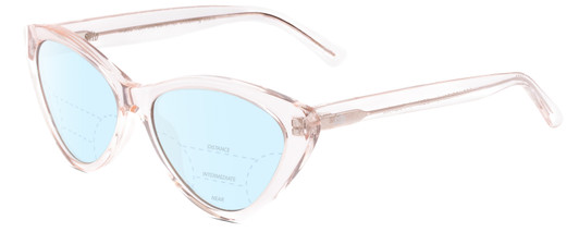 Profile View of SITO SHADES SEDUCTION Designer Progressive Lens Blue Light Blocking Eyeglasses in Dew Clear Pink Crystal Ladies Cat Eye Full Rim Acetate 57 mm